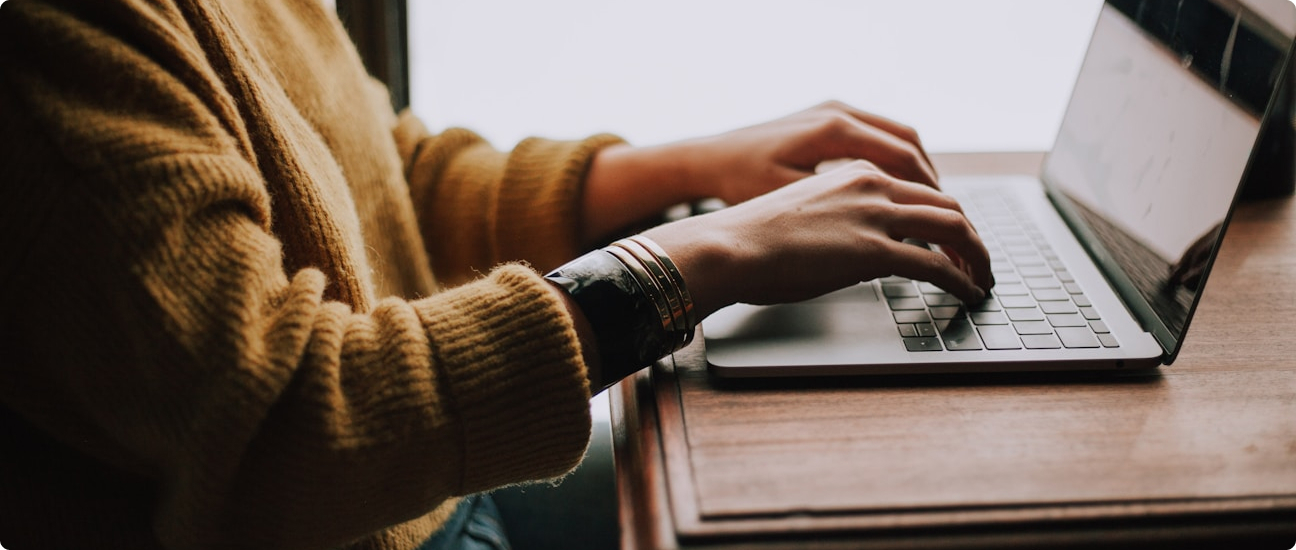 Hands on laptop